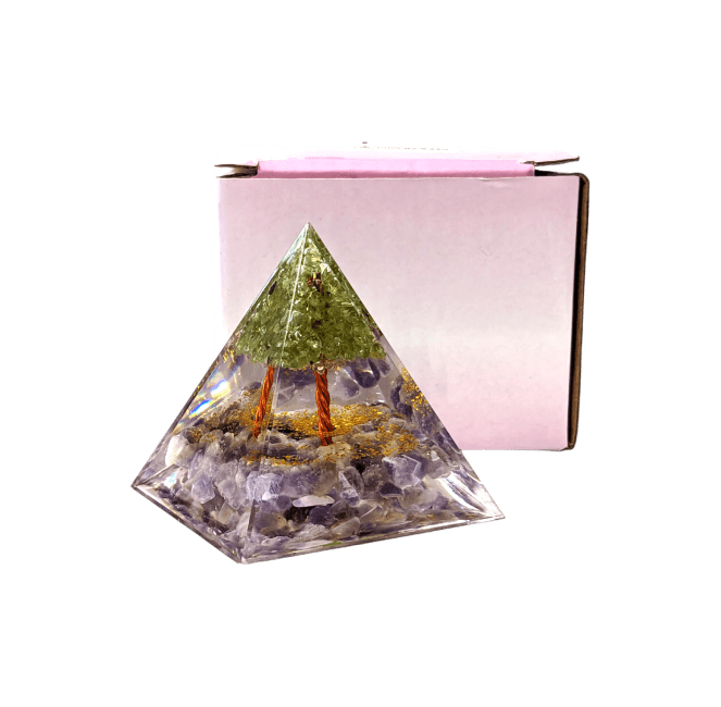 Orgonite Pyramide Amethyste & Péridot Arbre de Vie chez Arabesk|cz