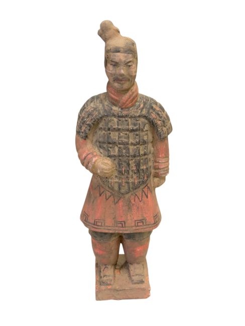 Statue Colorée Antique Terracotta Guerrier 26 cm chez Arabesk