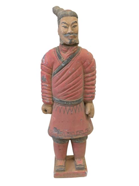 Statue Colorée Antique en Terracotta Guerrier 26cm chez Arabesk