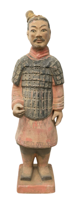 Statue Colorée Antique Terracotta Guerrier 38cm chez Arabesk