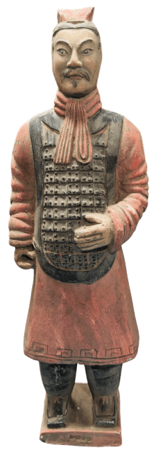 Statue Colorée Antique Guerriers avec Armure en Terracotta  38cm chez Arabesk