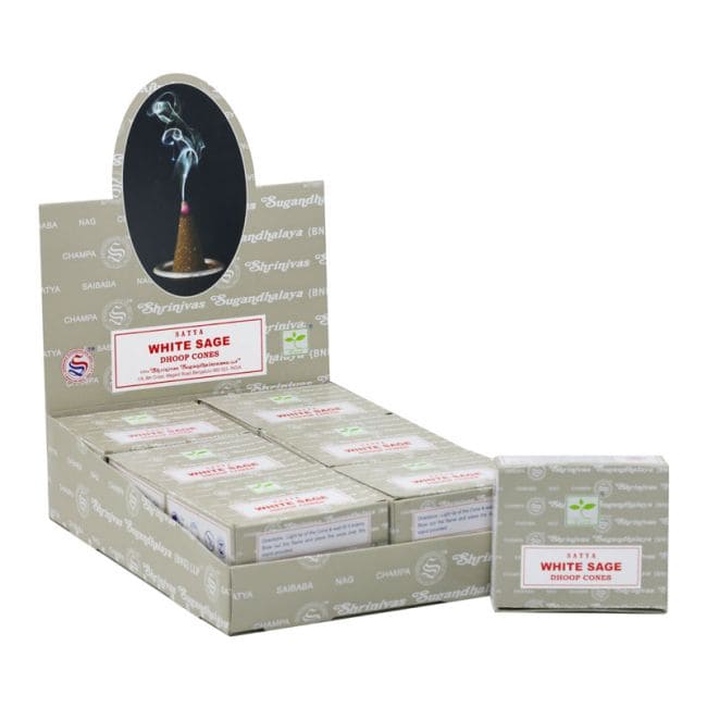 Encens Satya Sauge Blanche en Cônes 24g chez Arabesk