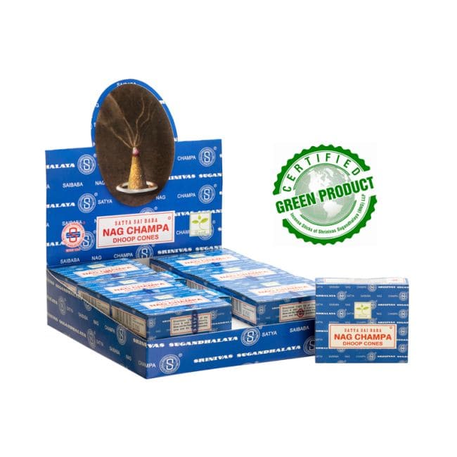 Encens Satya Nag Champa en Cônes 24g chez Arabesk