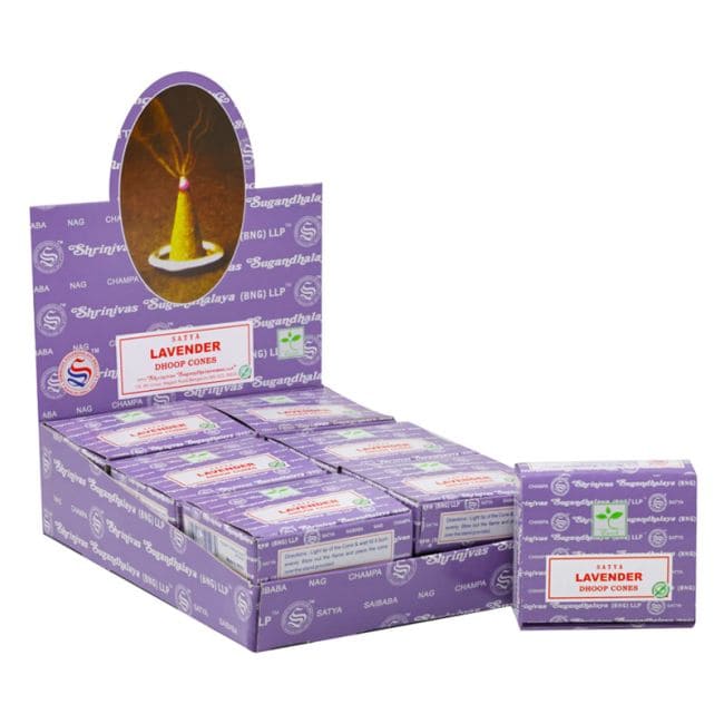 Encens Satya Lavande en Cônes 24g chez Arabesk