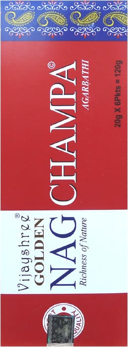 Encens Vijayshree Golden Nag Champa Hexagonal 20g chez Arabesk