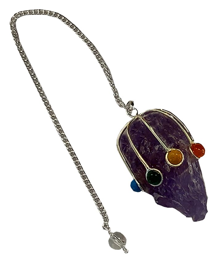 Pendule amethyste brut 7 Chakras chez Arabesk