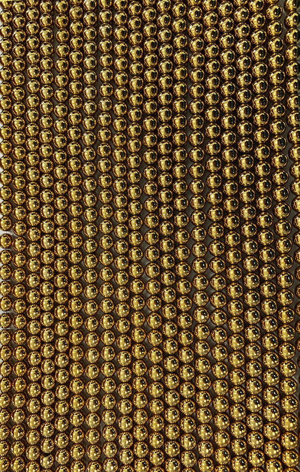 Perles Rondes sur Fil Hématite Dorée A 6mm chez Arabesk