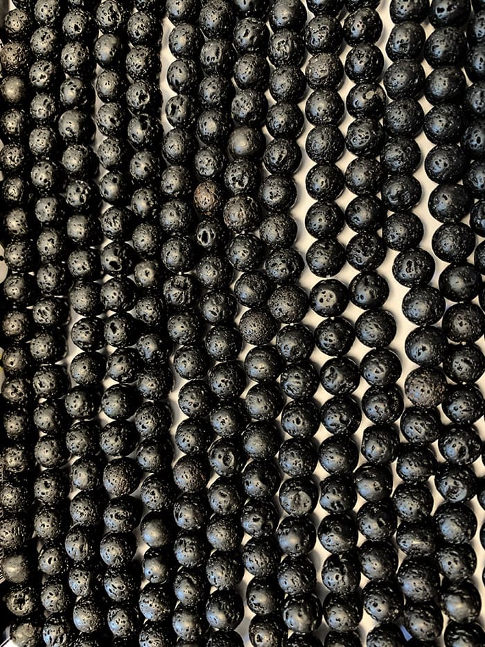 Perles Rondes sur Fil Pierre de Lave A 8mm chez Arabesk