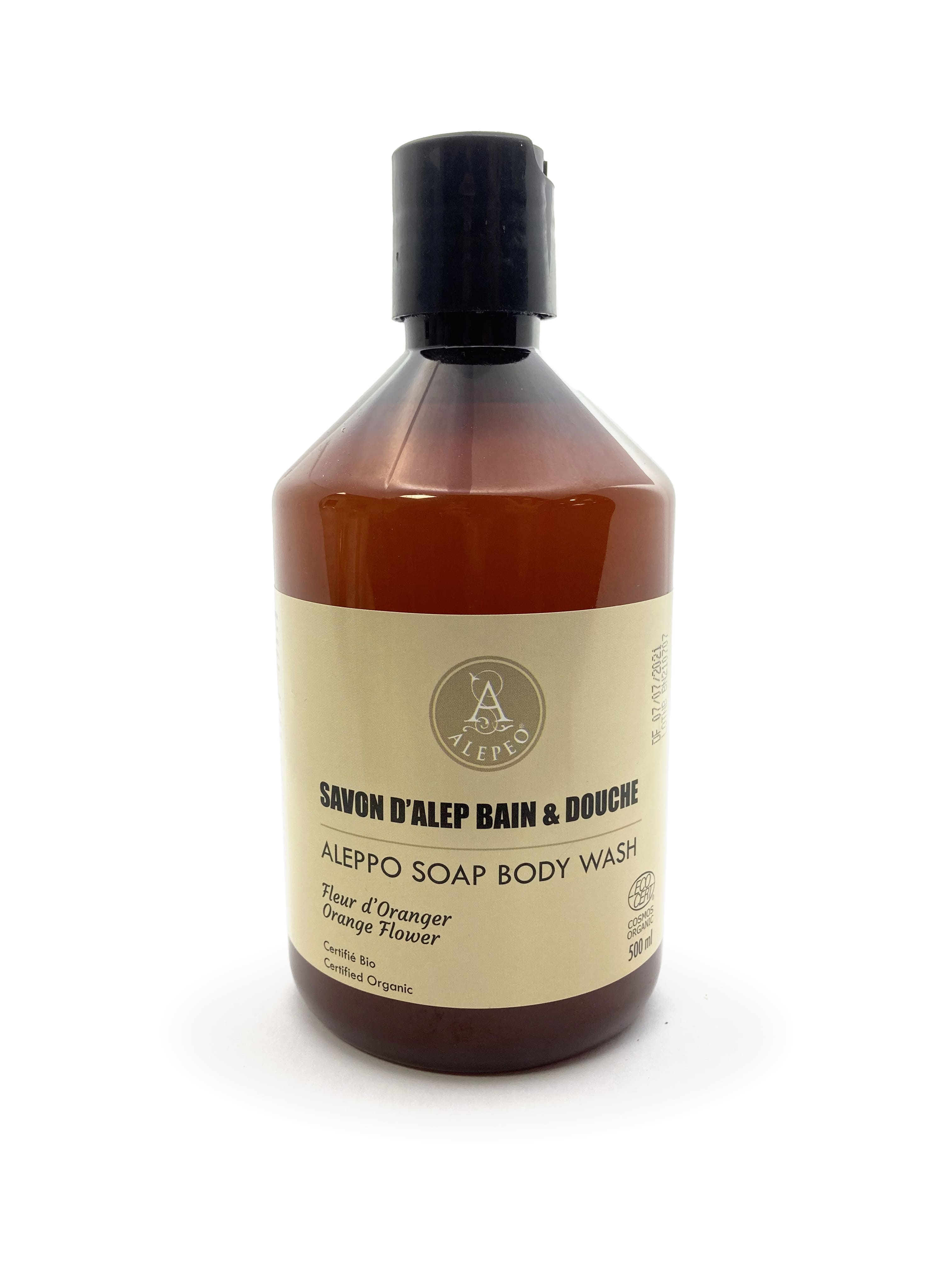 Savon d'Alep liquide - Ecocert - Fleur d'oranger 500ml chez Arabesk