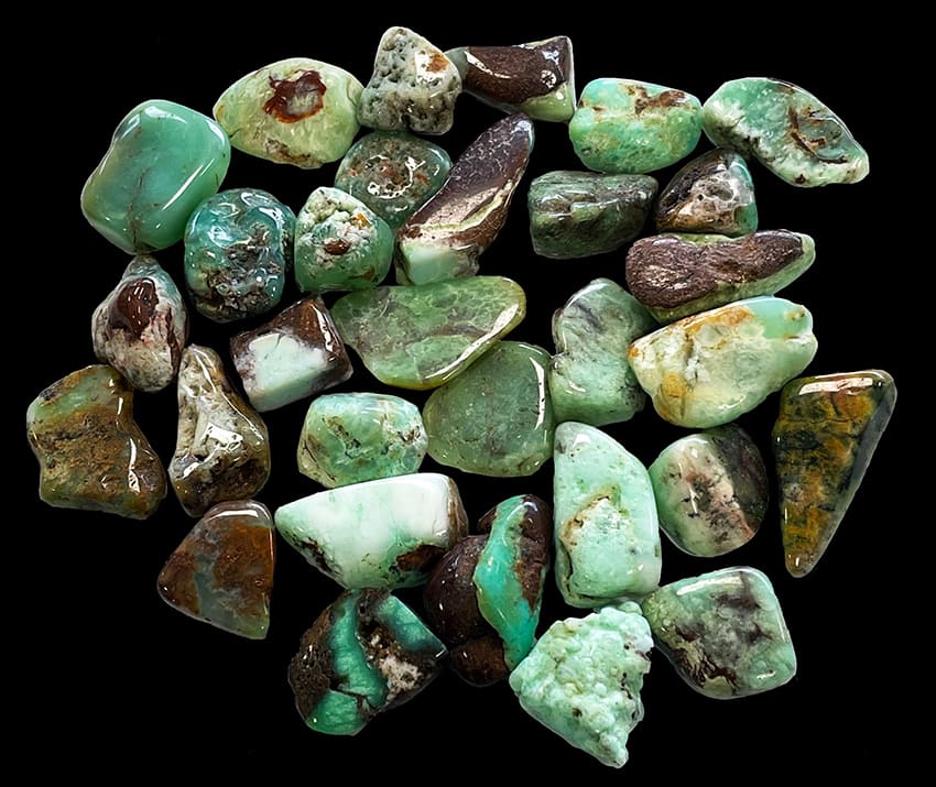 Chrysoprase AB pierres roulées 250g chez Arabesk