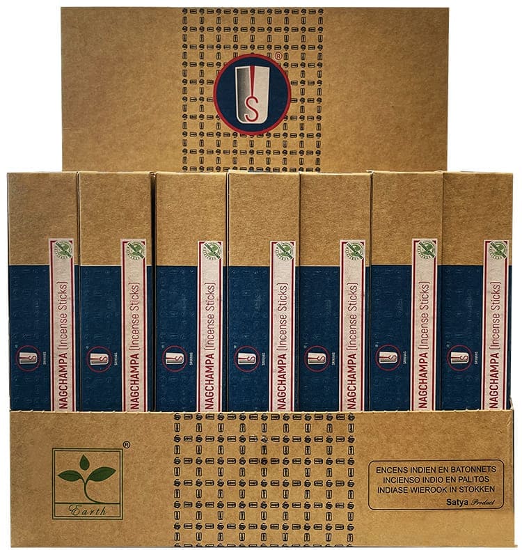 Présentoir encens Satya Srinivas Blue Nag Champa 42 paquets de 15gr chez Arabesk