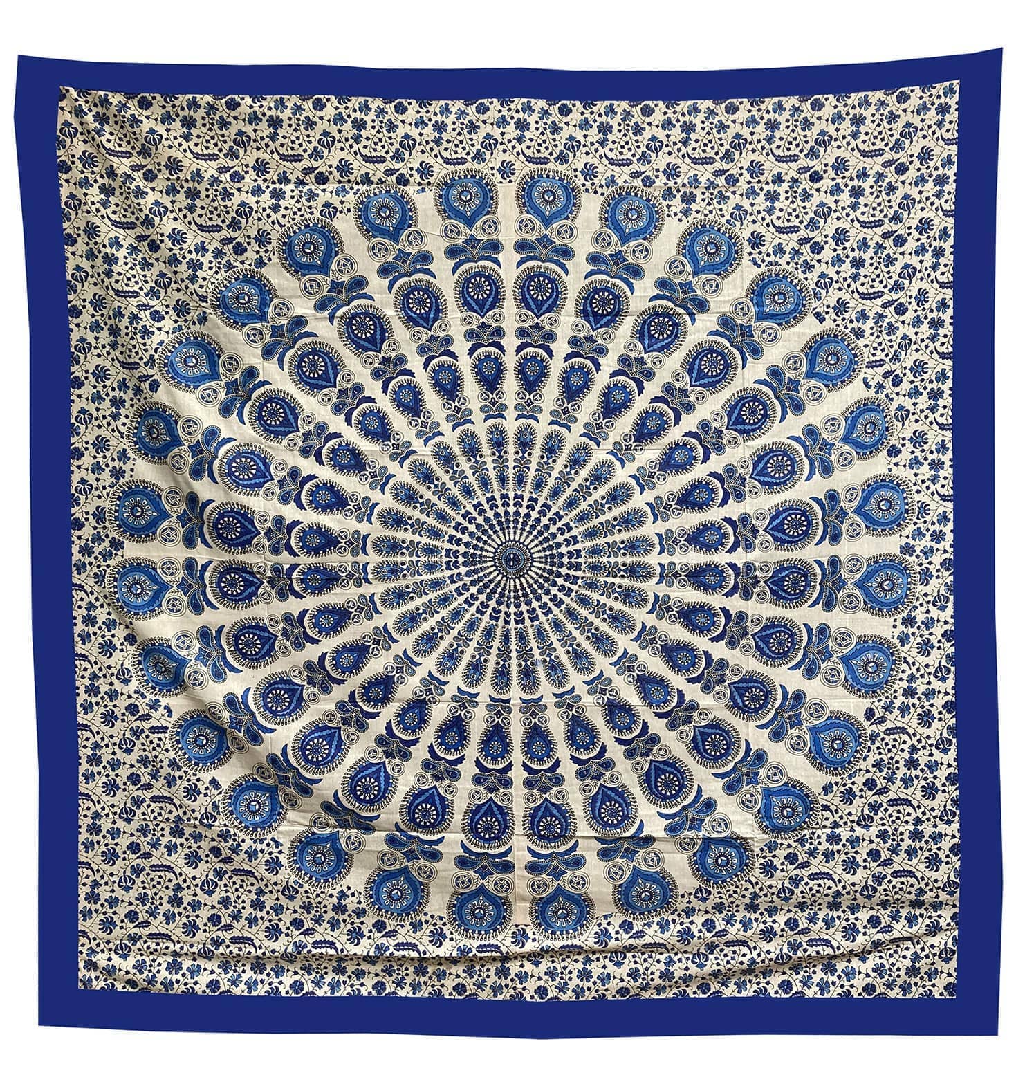 Tenture mandala bleu foncé & bleu clair chez Arabesk