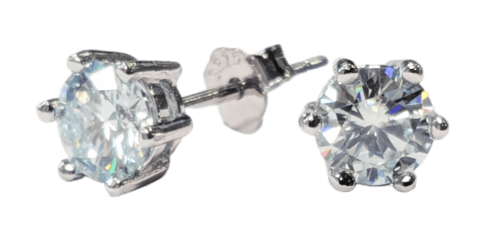 Boucles d'Oreilles Rondes Solitaire Argent 925 Moissanite Facettée AA 5mm chez Arabesk