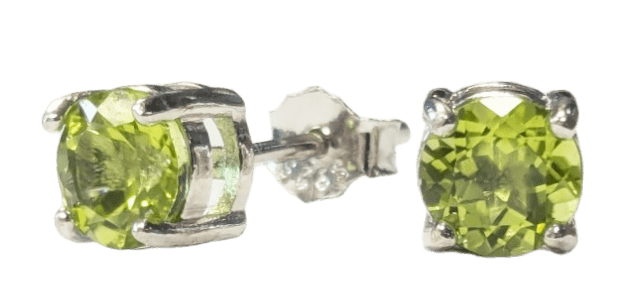 Boucles d'Oreilles Rondes Solitaire Argent 925 Péridot Facetté AA 5mm chez Arabesk