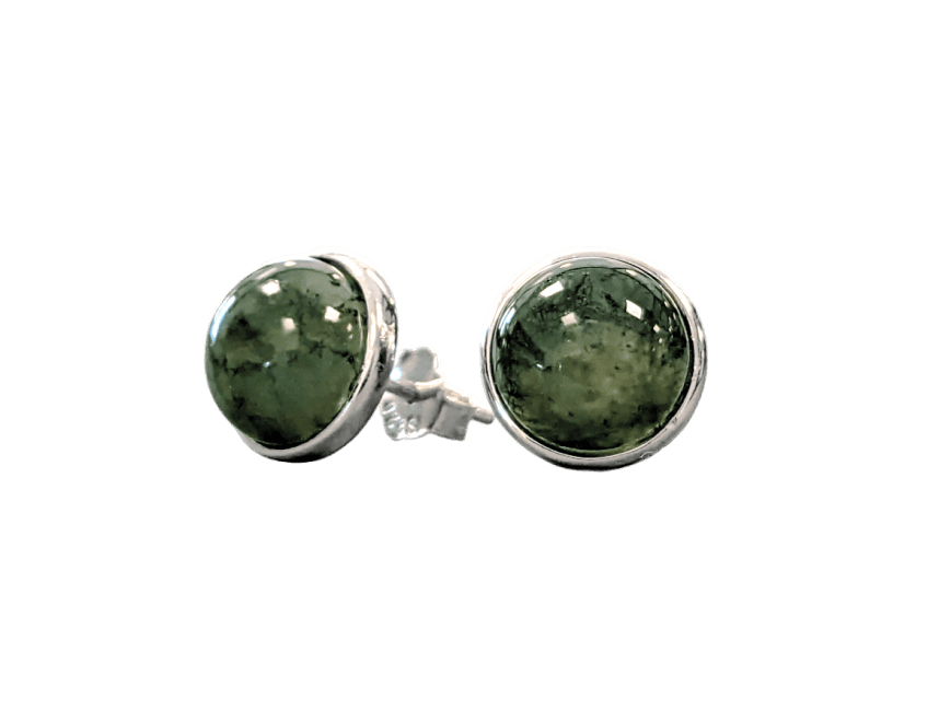 Boucles d'Oreilles Argent 925 Agate Mousse AA 8mm chez Arabesk