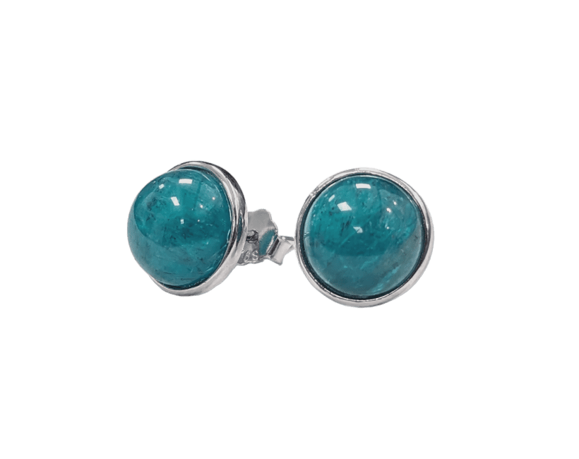 Boucles d'Oreilles Argent 925 Apatite Bleue AA 8mm chez Arabesk
