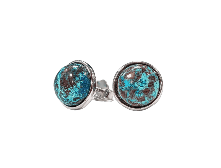 Boucles d'Oreilles Argent 925 Chrysocolle AA 8mm chez Arabesk