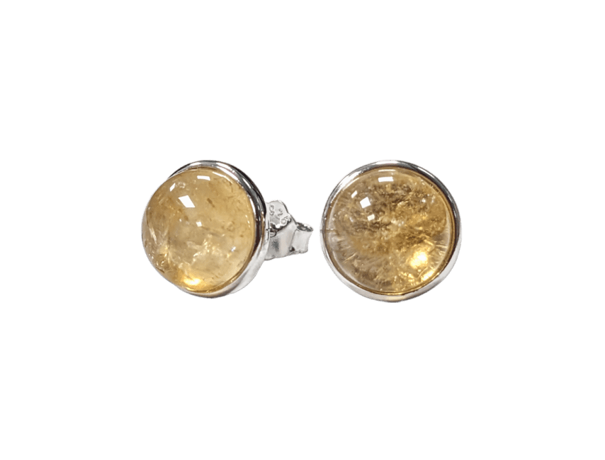 Boucles d'Oreilles Argent 925 Citrine Naturelle AA 8mm chez Arabesk