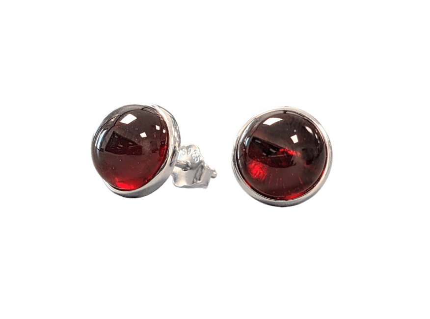 Boucles d'Oreilles Argent 925 Grenat Rouge AAA 8mm chez Arabesk