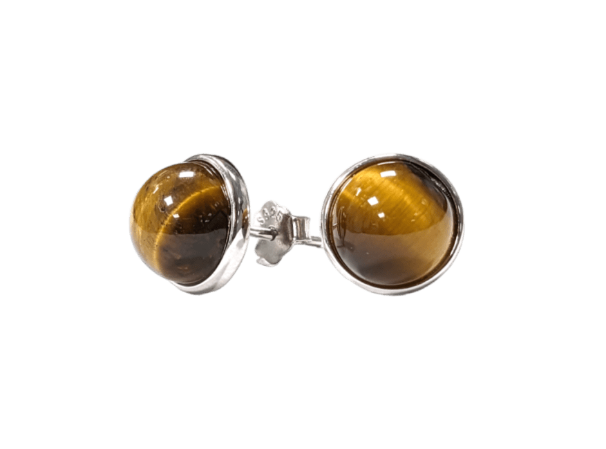 Boucles d'Oreilles Argent 925 Oeil de Tigre AA 8mm chez Arabesk