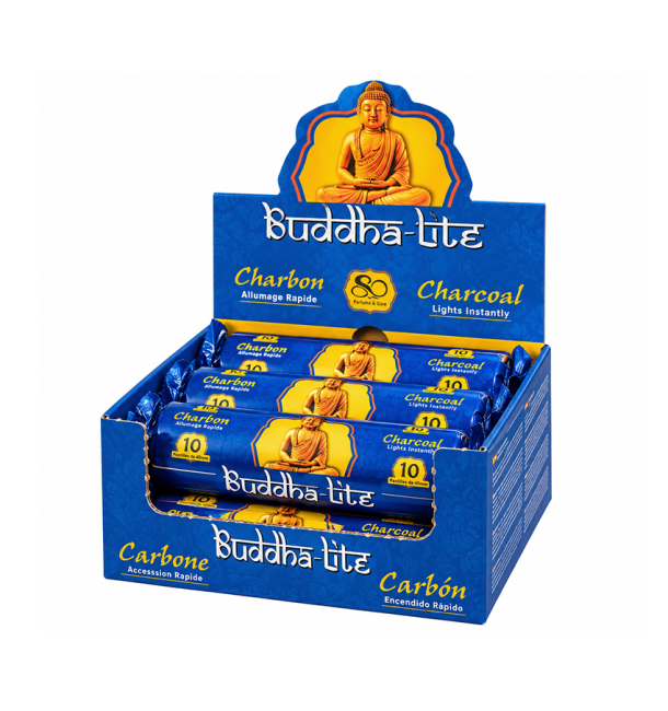 Charbon Bouddha Lite Qualité Supérieure 33 mm – 80 Pastilles chez Arabesk