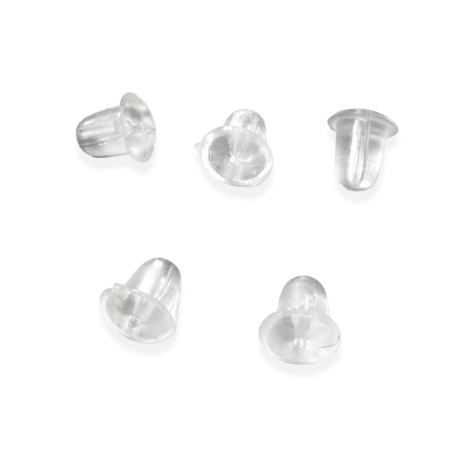 Fermoirs Boucles d'Oreilles en Silicone Transparent 4-5mm x100 chez Arabesk