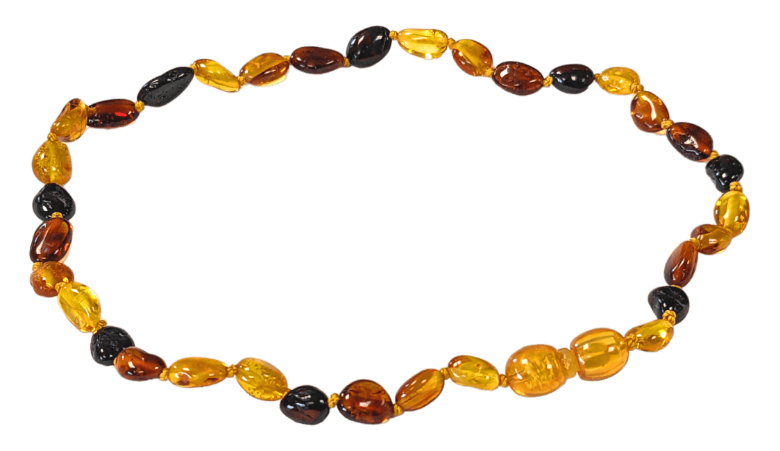 Collier Bébé pop Ambre Baltique olive multicouleur 32cm chez Arabesk|cz