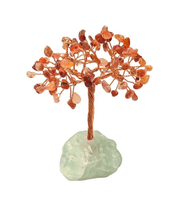 Arbre de Vie Agate Rouge sur Druse Fluorite Verte 12-13cm chez Arabesk