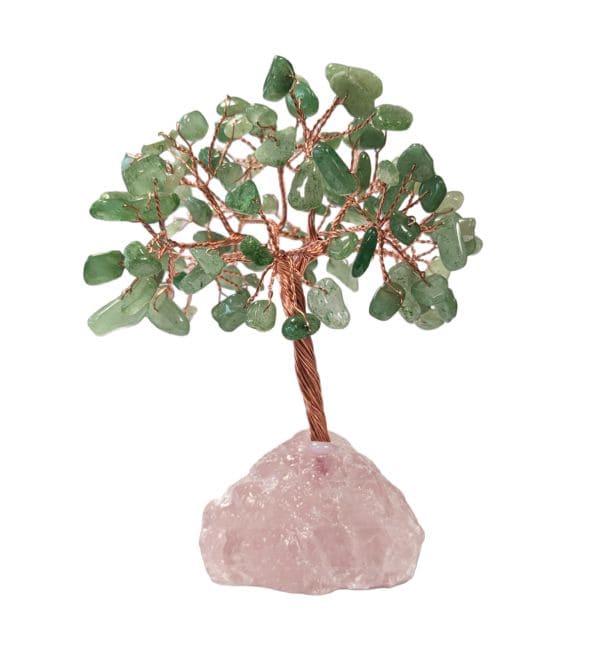 Arbre de Vie Aventurine Verte sur Druse Quartz Rose 12-13cm chez Arabesk