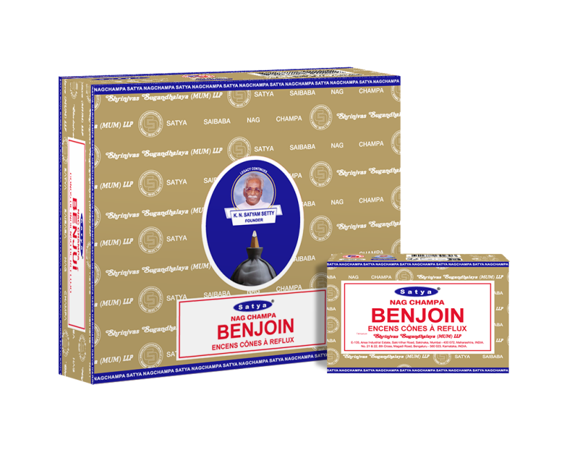 Cônes Backflow Satya Benjoin 12pcs chez Arabesk