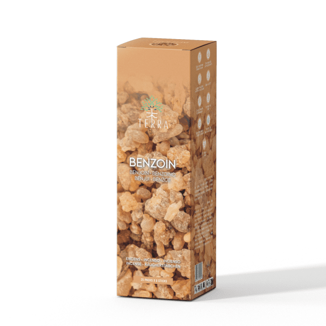 Encens TERRA Benjoin 8 Bts sans charbon 12grs chez Arabesk
