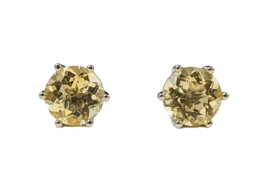 Boucles d'Oreilles Solitaire en Cuivre Blanc Citrine Naturelle AA stud chez Arabesk