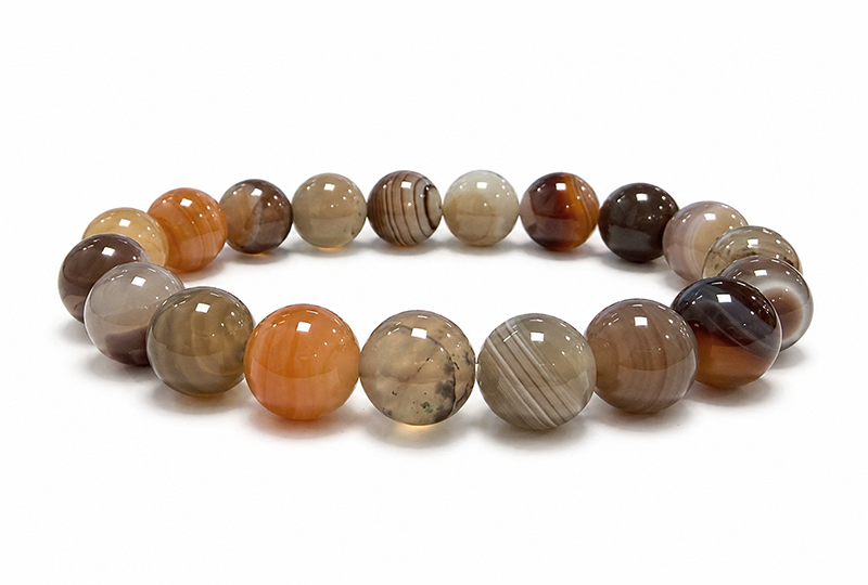 Bracelet Agate Botswana A perles 10mm chez Arabesk