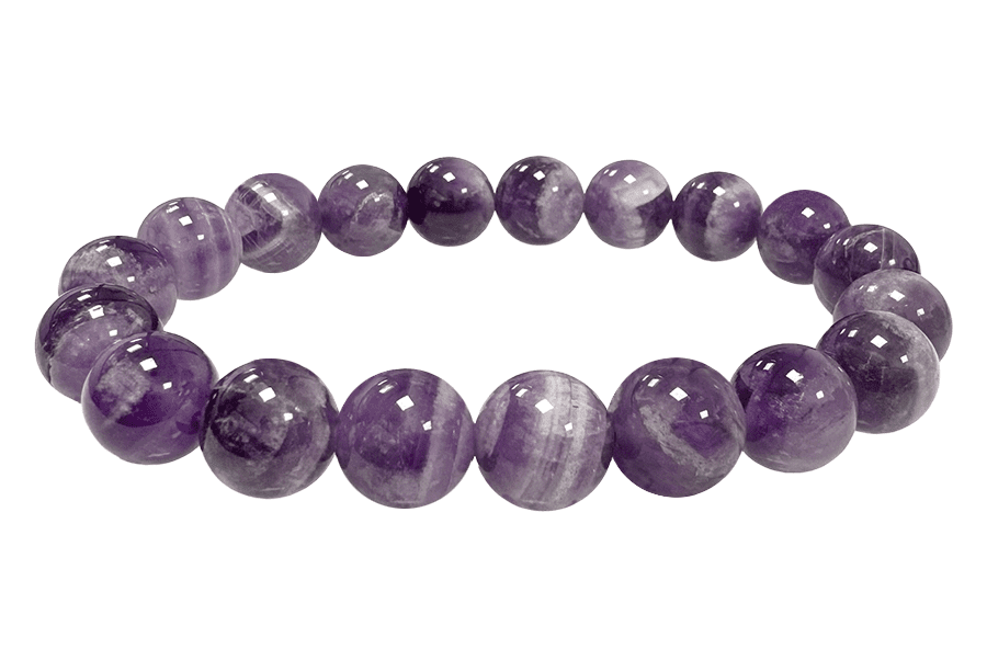Bracelet Améthyste Rubanée A perles 10mm chez Arabesk