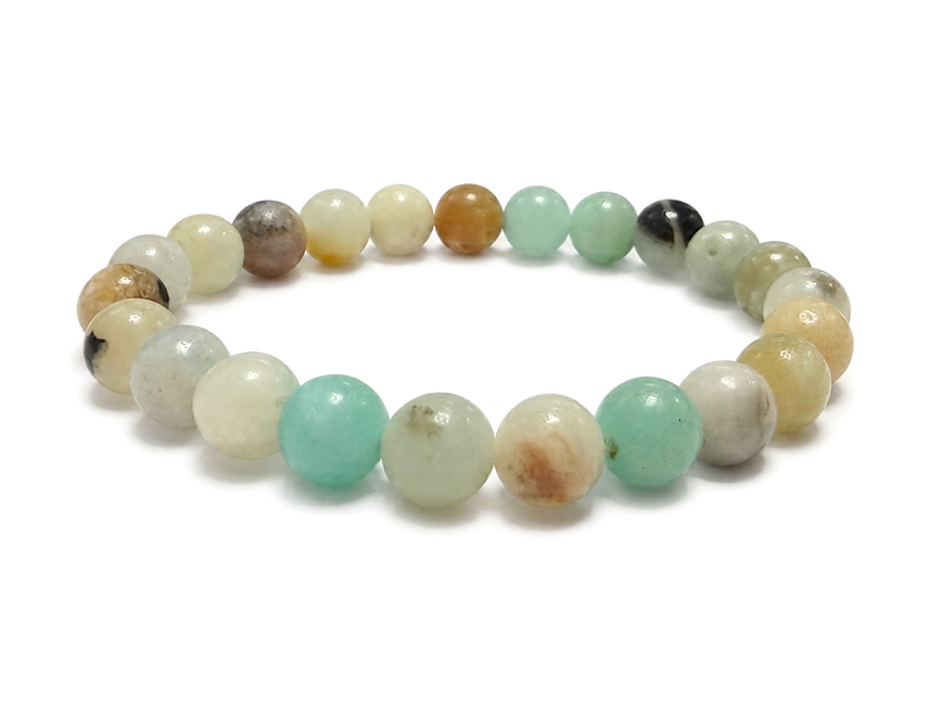 Bracelet Amazonite Multicolore A Perles 8mm chez Arabesk