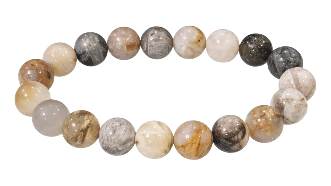 Bracelet Agate Plume perles 10mm chez Arabesk