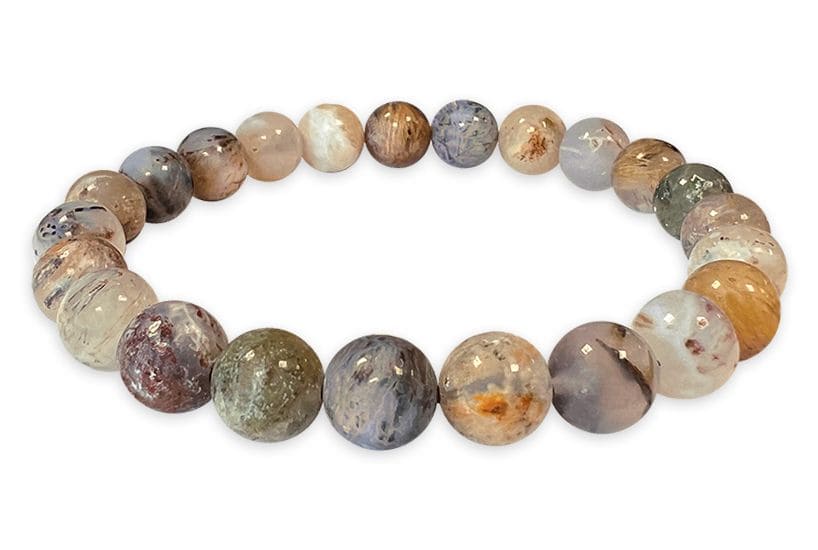 Bracelet Agate Plume A perles 8mm chez Arabesk