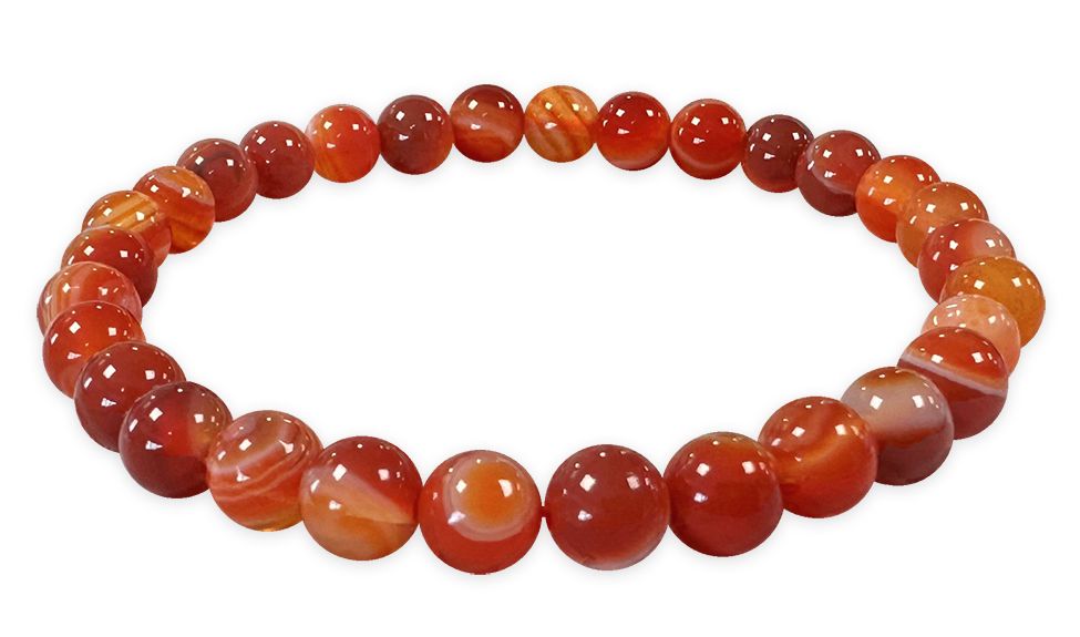 Bracelet Agate Rouge Rubanée A perles 6mm chez Arabesk|cz
