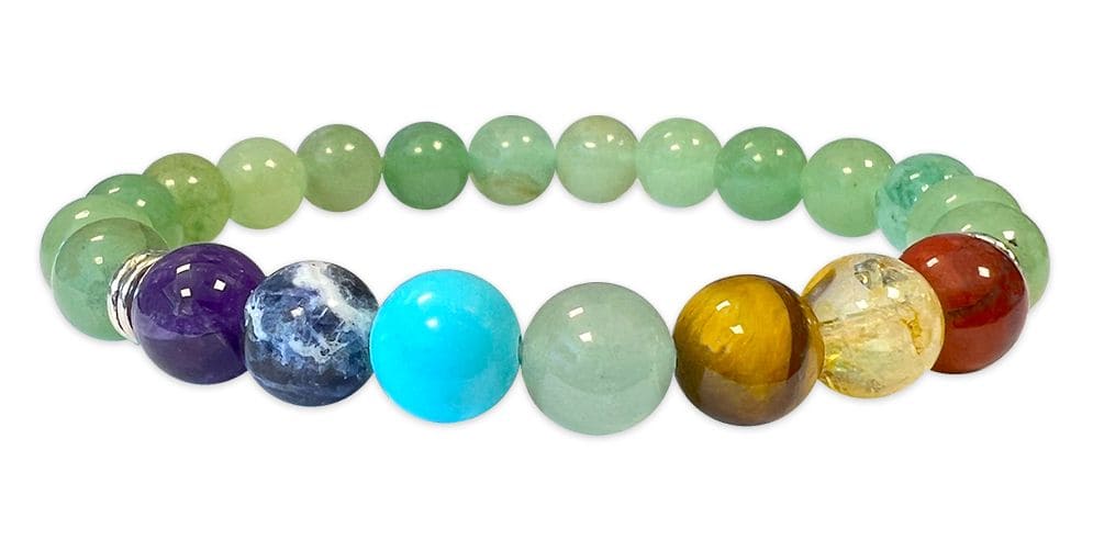 Bracelet Aventurine Verte A 7 chakras perles 8mm chez Arabesk