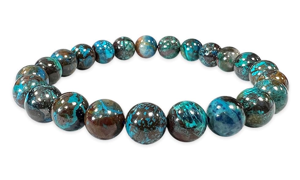 Bracelet Azurite Malachite Chrysocolle AA perles 7.5-8.5mm chez Arabesk