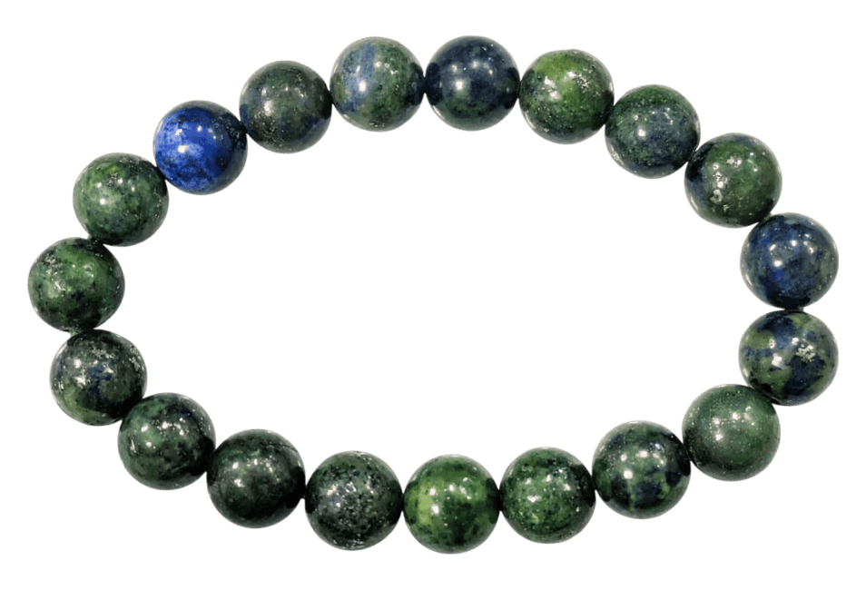 Bracelet Azurite & Malachite Stabilisée A perles 10mm chez Arabesk