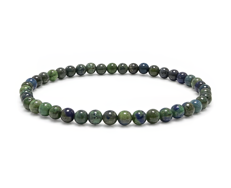 Bracelet Malachite & Azurite Stabilisée A Perles 4-5 mm chez Arabesk