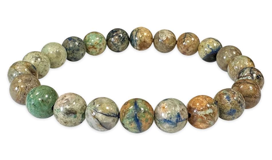 Bracelet Azurite Malachite Naturelle Mexique A perles 8.5-9.5mm chez Arabesk