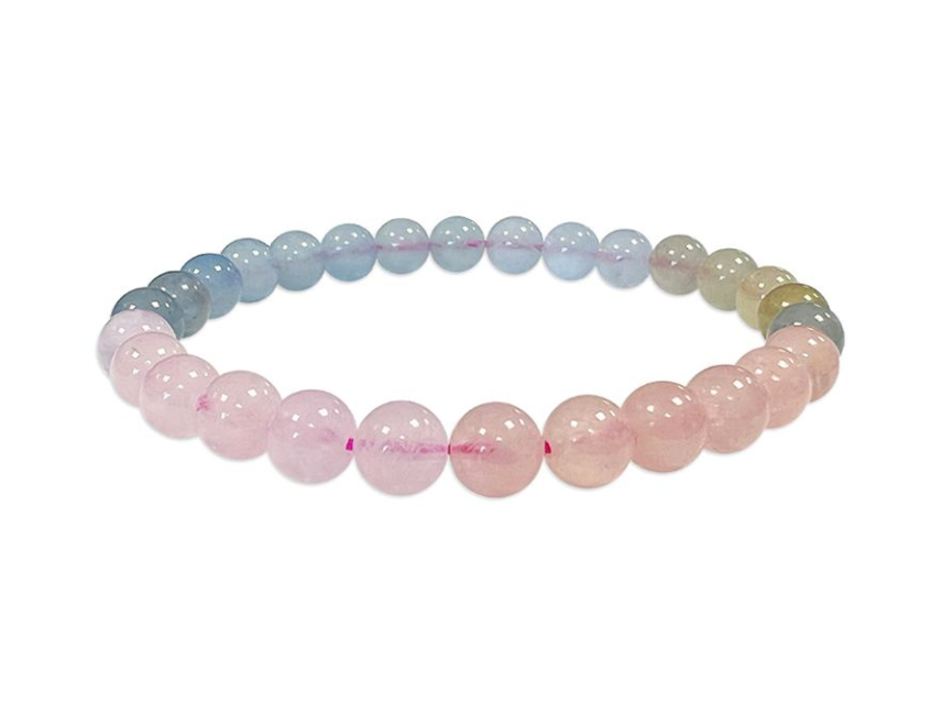 Bracelet Béryls Aigue-Marine et Morganite AAA Perles 6-7 mm chez Arabesk