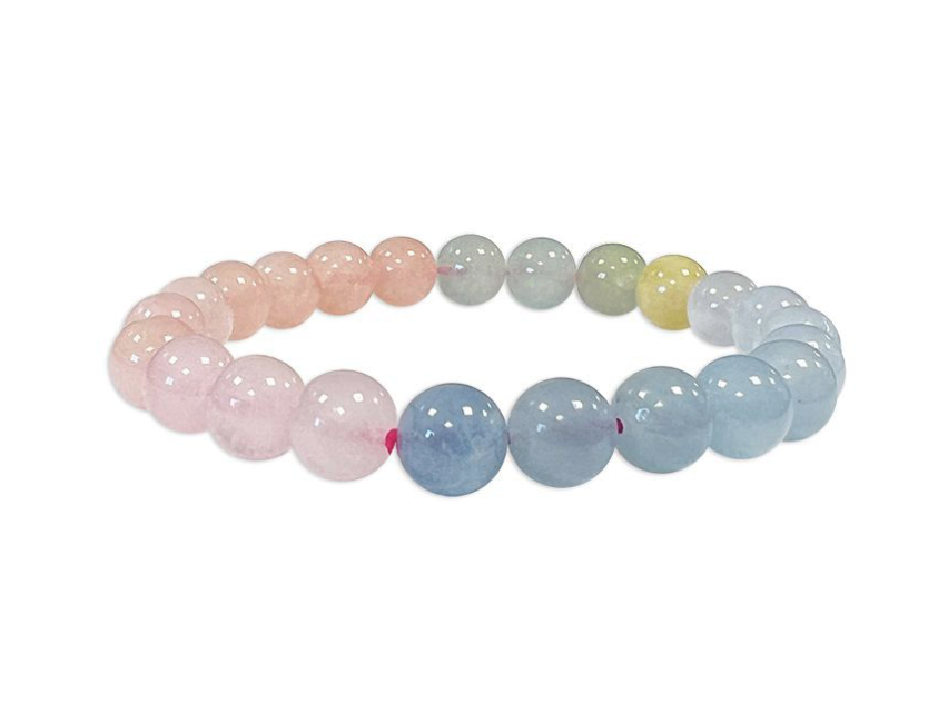 Bracelet Béryls Aigue-Marine & Morganite AAA Perles 8 mm chez Arabesk|cz
