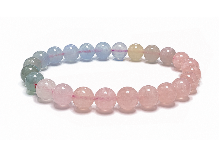 Bracelet Béryls Aigue-Marine & Morganite AAA Perles 8 mm chez Arabesk