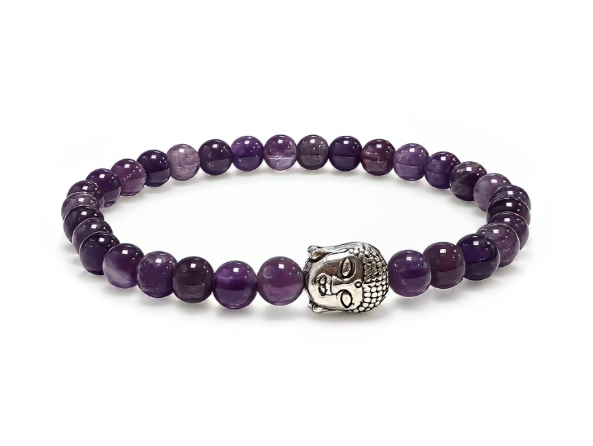 Bracelet Améthyste & Bouddha A Perles 6 mm chez Arabesk