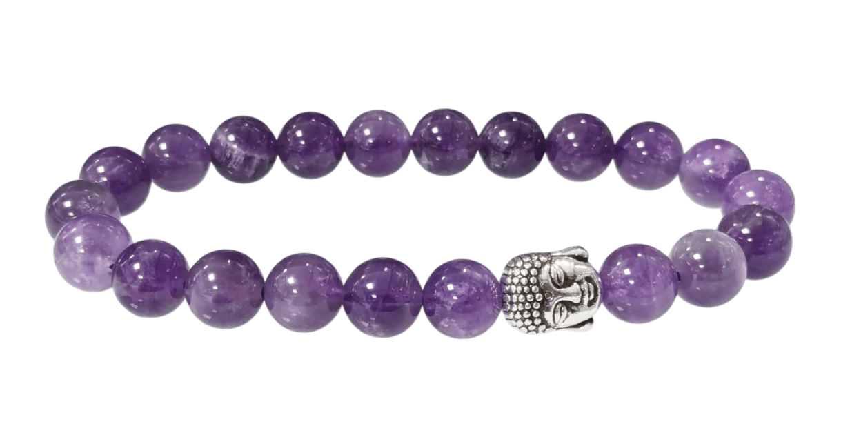 Bracelet Amethyste & Bouddha A perles 8mm chez Arabesk