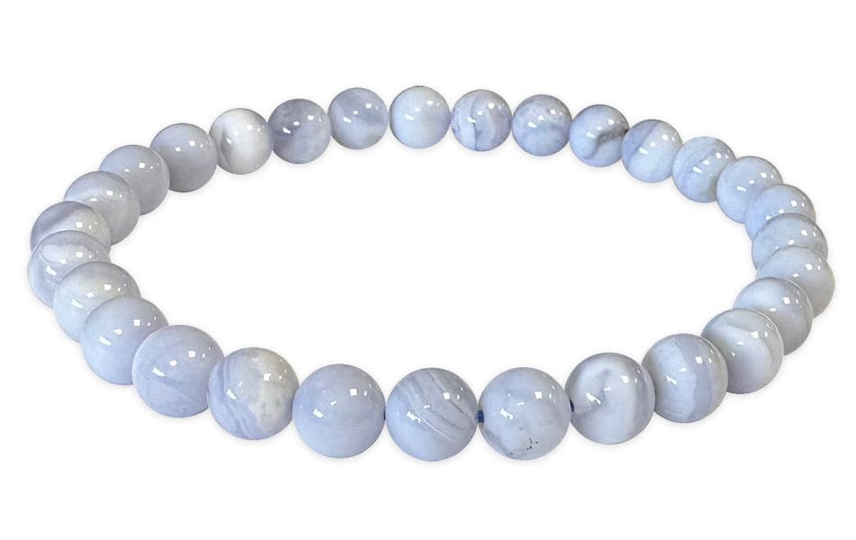 Bracelet Calcédoine Bleue Rubanée AA perles 6-7mm chez Arabesk