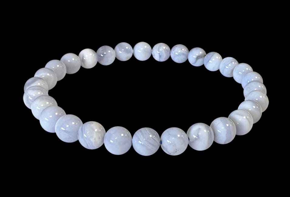 Bracelet Calcédoine Bleue Rubanée AA perles 6-7mm chez Arabesk|cz